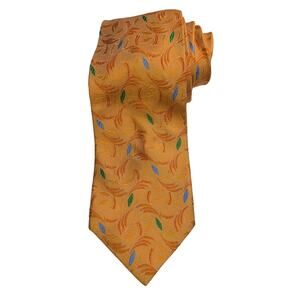 Filo A'Mano Tom James Silk Necktie Orange Multi Geometric Tall 100% Silk USA